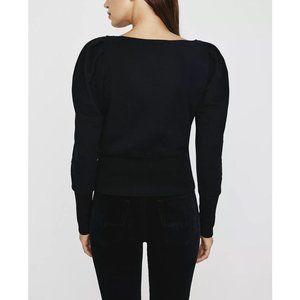 AG Adriano Goldschmied Walker Puff Sleeve Black Sweatshirt Sweater, Size…